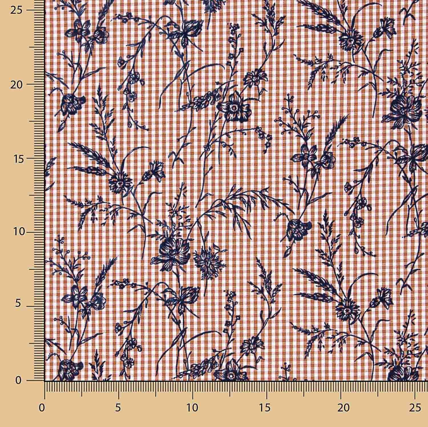 Vichy Cotton Tile Beflockte Baumwolle Floral Navy - Ribes y Casals