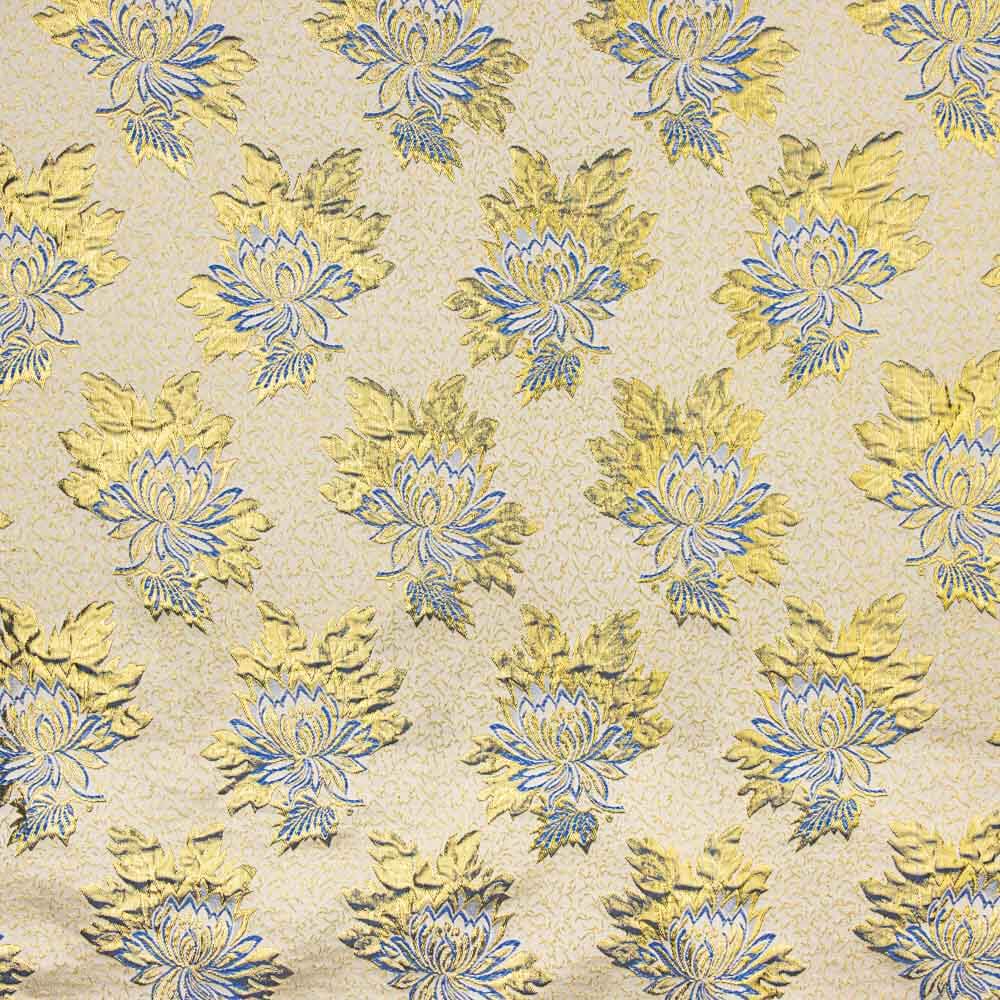 Brokat Lurex Blume Blau Gold - Ribes y Casals