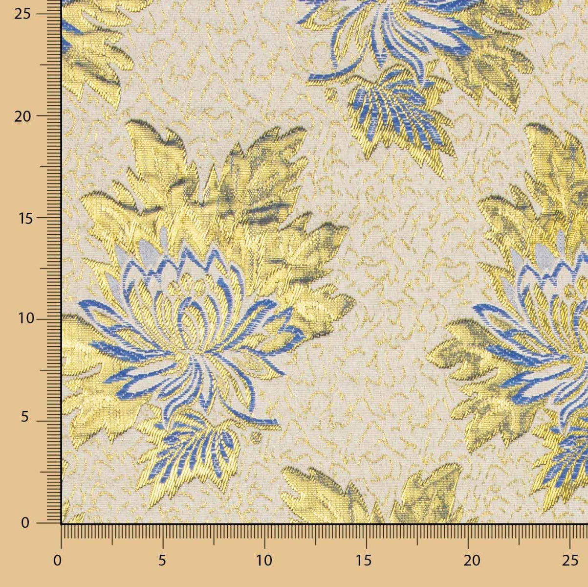Brokat Lurex Blume Blau Gold - Ribes y Casals