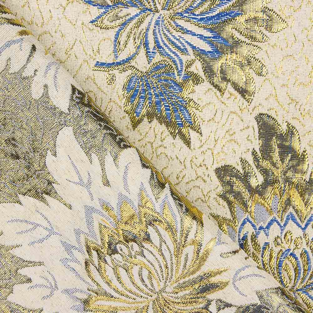Brokat Lurex Blume Blau Gold - Ribes y Casals