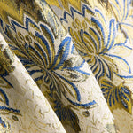 Brokat Lurex Blume Blau Gold - Ribes y Casals