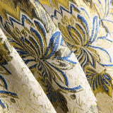 Brokat Lurex Blume Blau Gold - Ribes y Casals