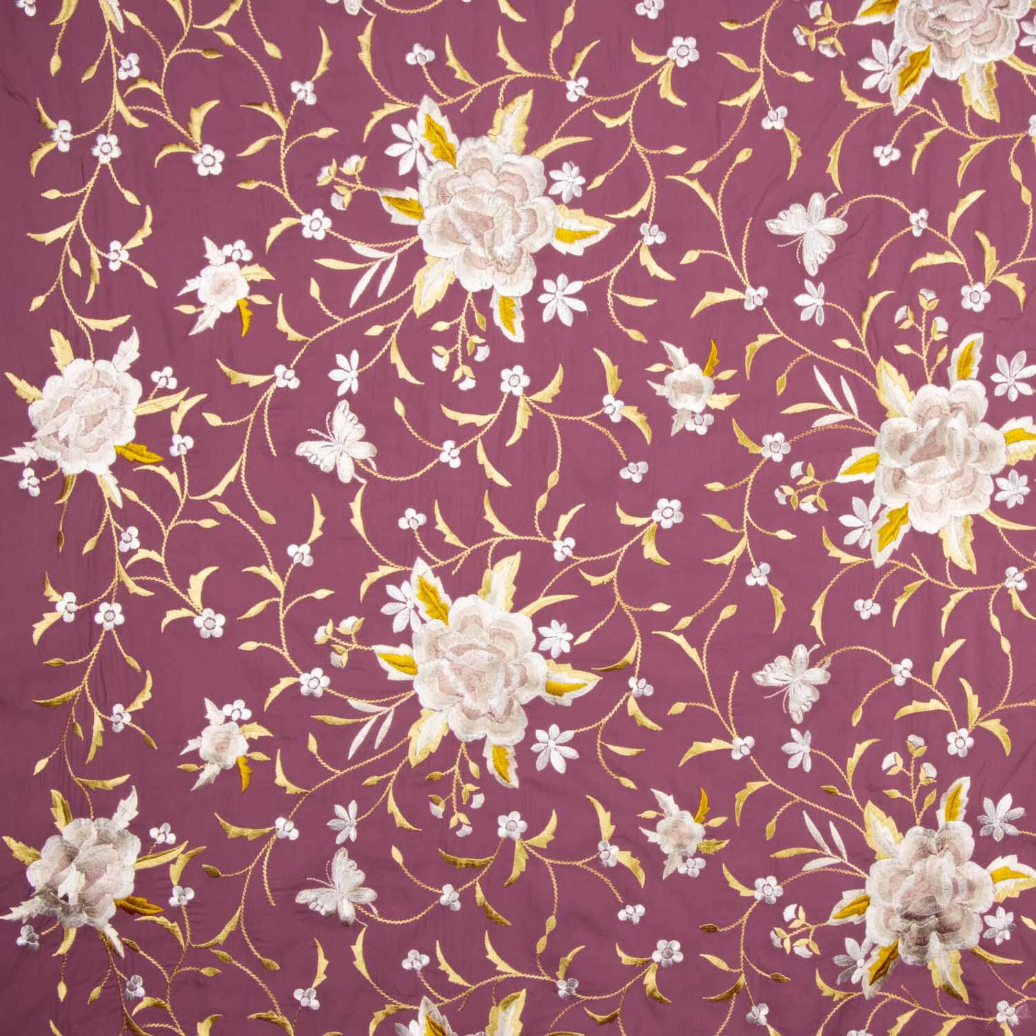 Besticktes Tencel Besticktes Tuch Hellburgund - Ribes y Casals