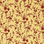 Reststück Vichy-Baumwolle Ocker mit Blumenmuster und Flockdruck in Granatrot – verschiedene Maße x Breite 150 cm - Ribes y Casals