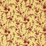 Reststück Vichy-Baumwolle Ocker mit Blumenmuster und Flockdruck in Granatrot – verschiedene Maße x Breite 150 cm - Ribes y Casals