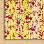 Reststück Vichy-Baumwolle Ocker mit Blumenmuster und Flockdruck in Granatrot – verschiedene Maße x Breite 150 cm - Ribes y Casals