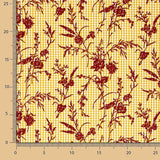 Reststück Vichy-Baumwolle Ocker mit Blumenmuster und Flockdruck in Granatrot – verschiedene Maße x Breite 150 cm - Ribes y Casals