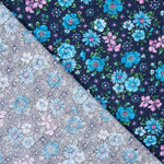 Floral Baumwolle Halbgarn Floral Blau Rosa - Ribes y Casals