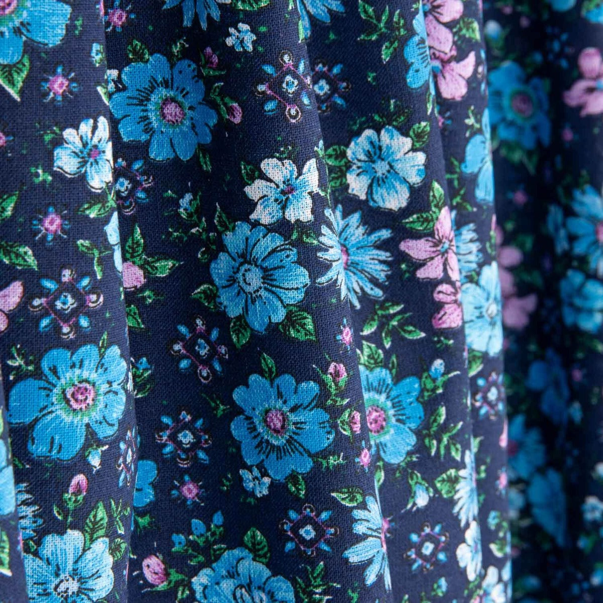 Floral Baumwolle Halbgarn Floral Blau Rosa - Ribes y Casals