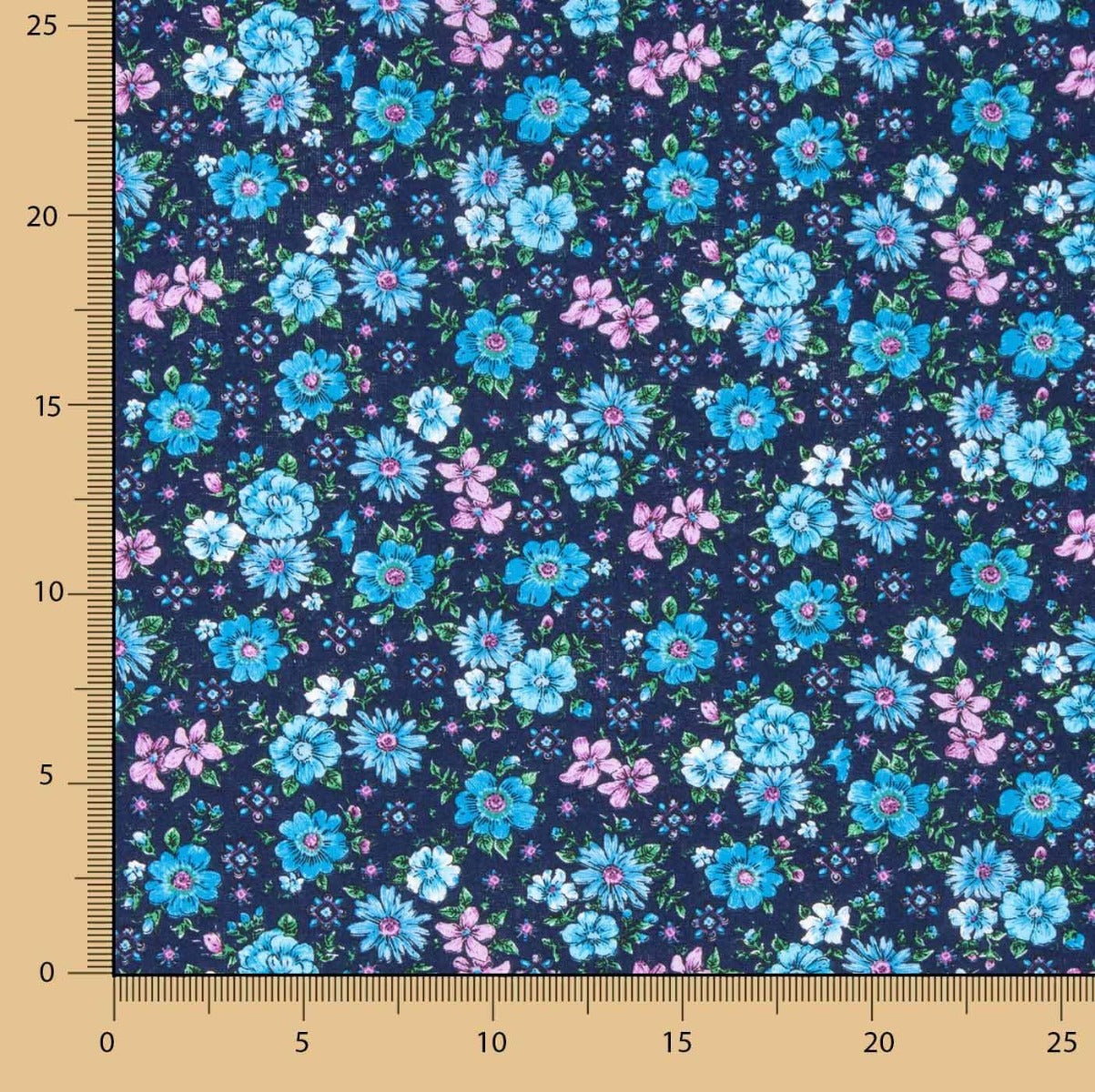 Floral Baumwolle Halbgarn Floral Blau Rosa - Ribes y Casals