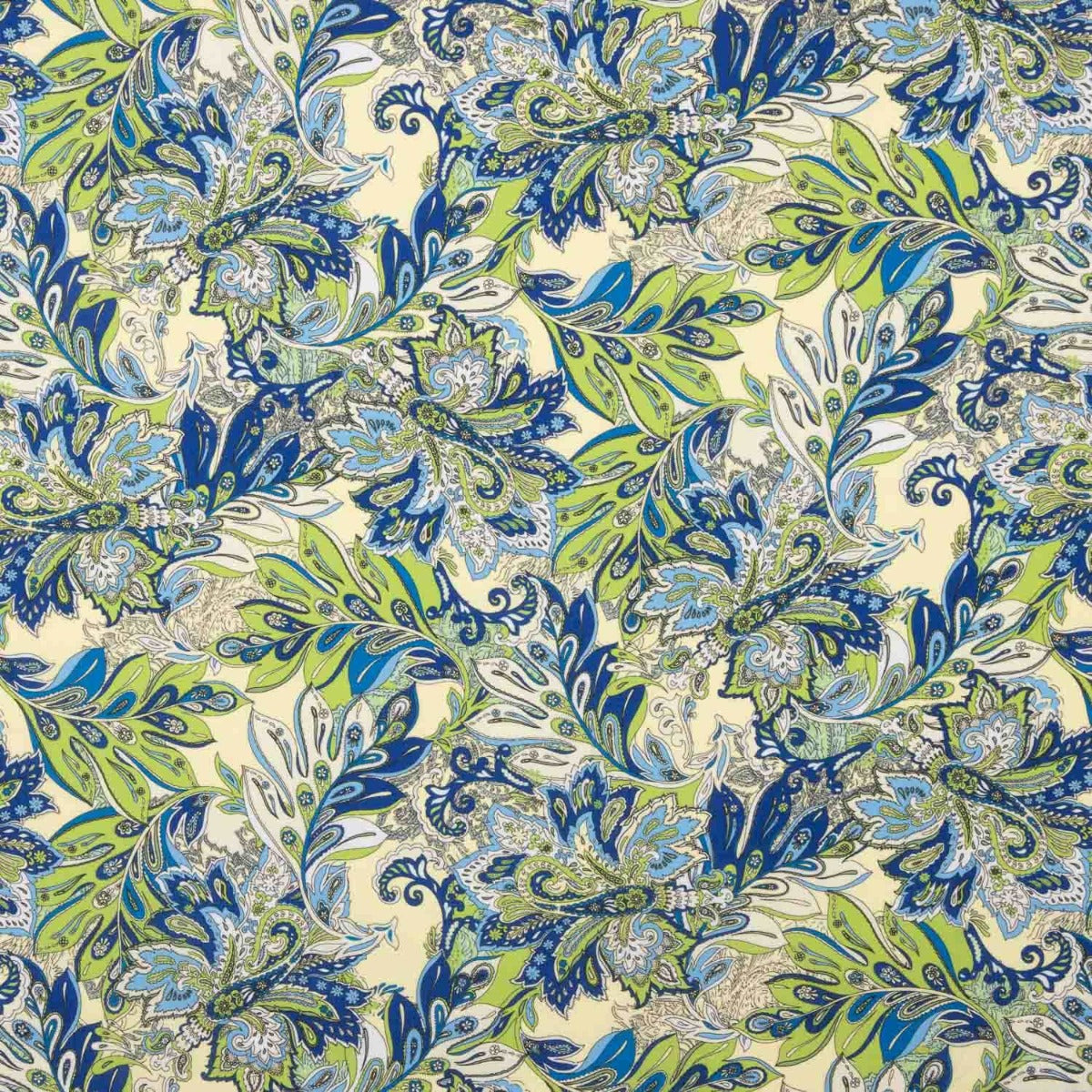 Crêpe Helles Paisleymuster Bedruckt Grün Grün Blau - Ribes y Casals