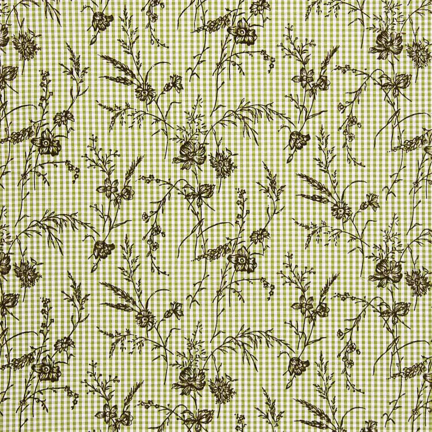 Vichy Cotton Olive Beflockt Floral Beflockt Olive Khaki - Ribes y Casals