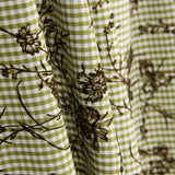 Vichy Cotton Olive Beflockt Floral Beflockt Olive Khaki - Ribes y Casals