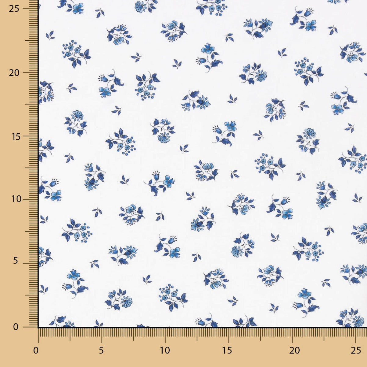 Perkal Baumwolle Blumen Blau auf Weiß - Ribes y Casals