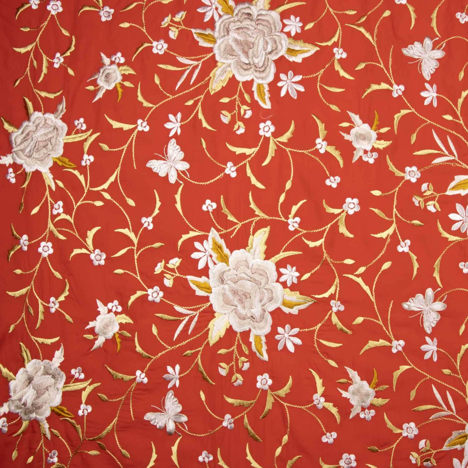Roter Schal mit Tencel-Stickerei - Ribes y Casals