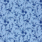 Vichy Cotton Blau Beflockt Floral Navy - Ribes y Casals