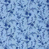 Vichy Cotton Blau Beflockt Floral Navy - Ribes y Casals