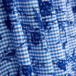 Vichy Cotton Blau Beflockt Floral Navy - Ribes y Casals