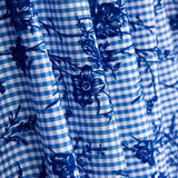 Vichy Cotton Blau Beflockt Floral Navy - Ribes y Casals