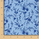 Vichy Cotton Blau Beflockt Floral Navy - Ribes y Casals