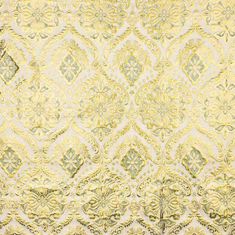 Brokat Lurex Blume Grün Ecru Gold - Ribes y Casals