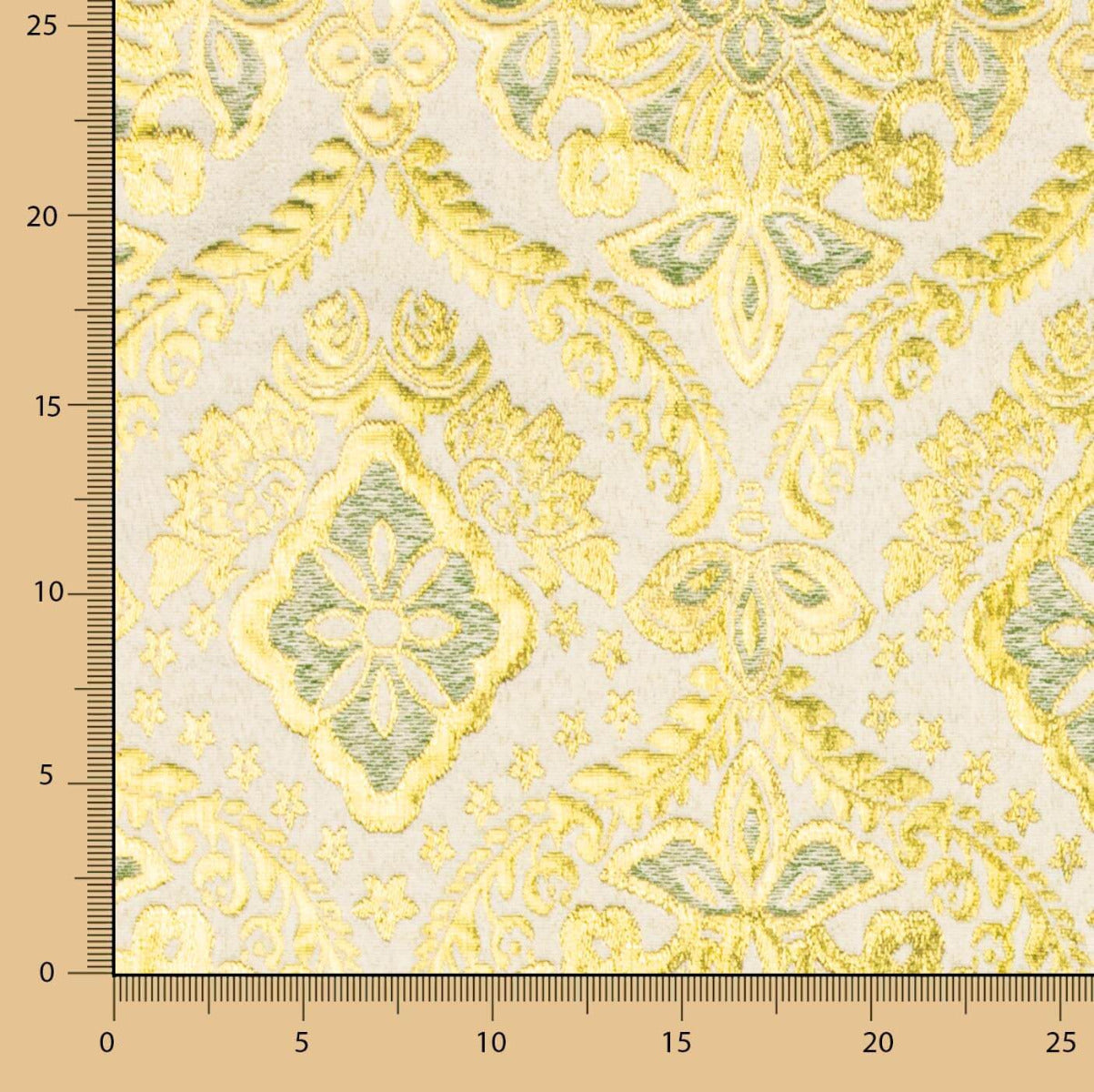Brokat Lurex Blume Grün Ecru Gold - Ribes y Casals