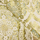 Brokat Lurex Blume Grün Ecru Gold - Ribes y Casals