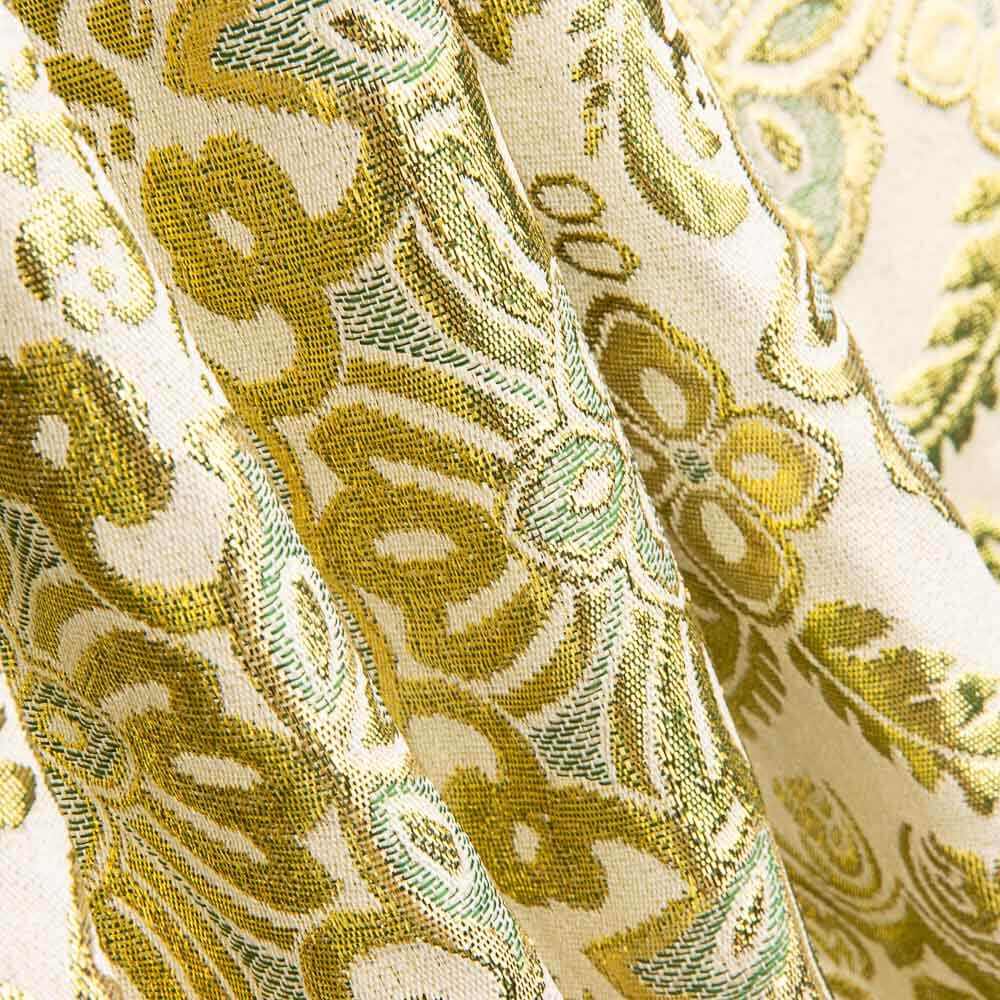 Brokat Lurex Blume Grün Ecru Gold - Ribes y Casals
