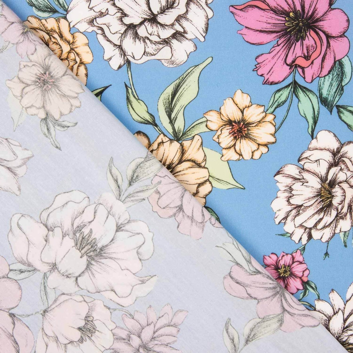 Popeline-Reststück „Amanecer mit Blumenmuster“ – verschiedene Maße x Breite 140 cm - Ribes y Casals