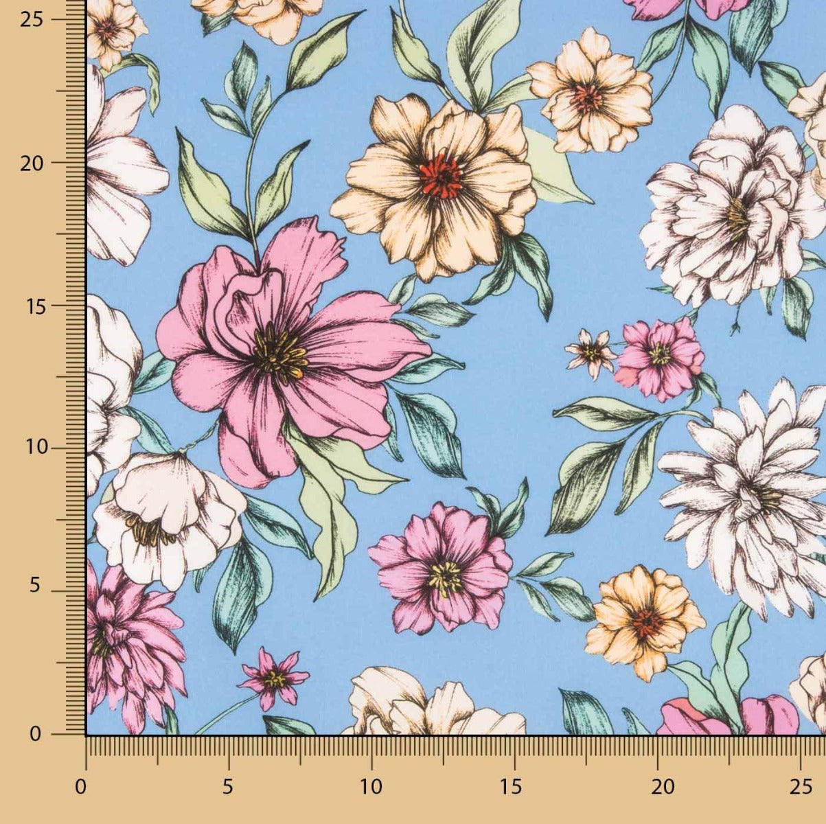 Popeline-Reststück „Amanecer mit Blumenmuster“ – verschiedene Maße x Breite 140 cm - Ribes y Casals