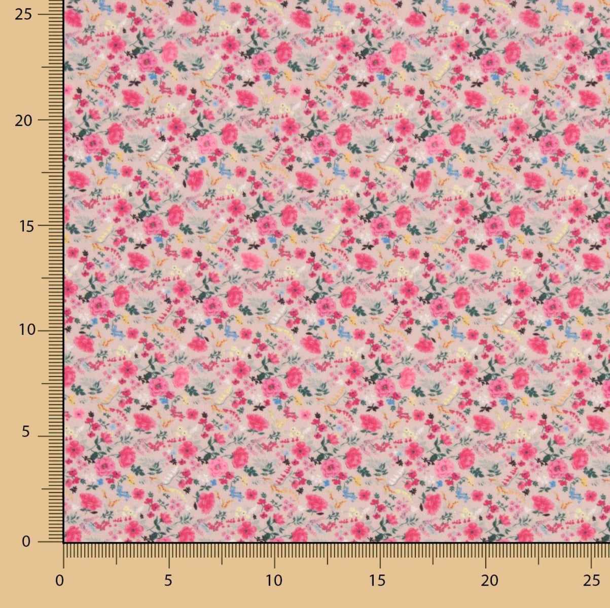 Leichter Crêpe Retal Blumendruck Mini Vintage Rosa 65 x 150 cm - Ribes y Casals