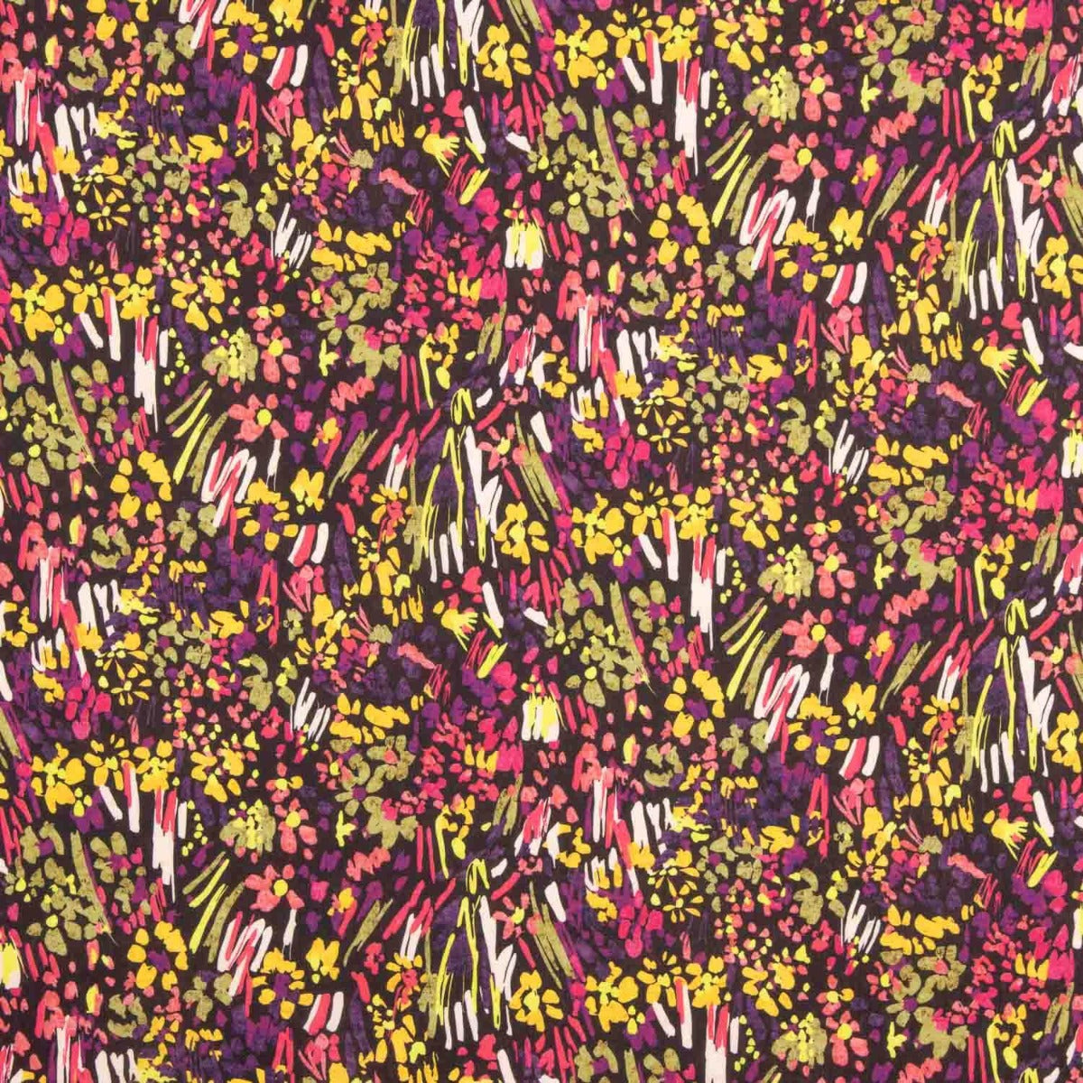 Senf Fuchsia Abstrakt Bedruckter Leichter Crêpe - Ribes y Casals