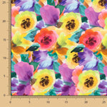 Leichter Crêpe mit Blumendruck Aquarell Multicolour - Ribes y Casals