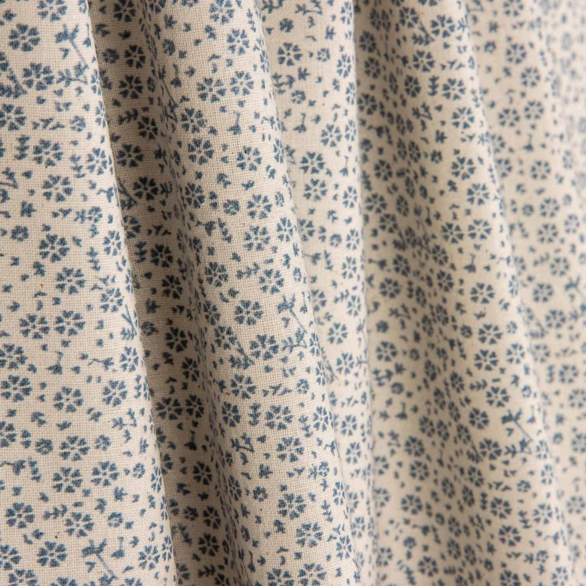 Vintage Blau Mini Blumen Popeline - Ribes y Casals
