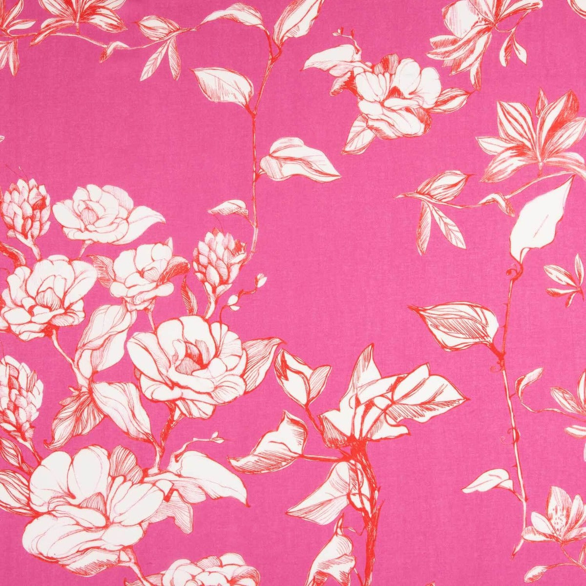 Batiste Botanische Bordüre Fuchsia - Ribes y Casals