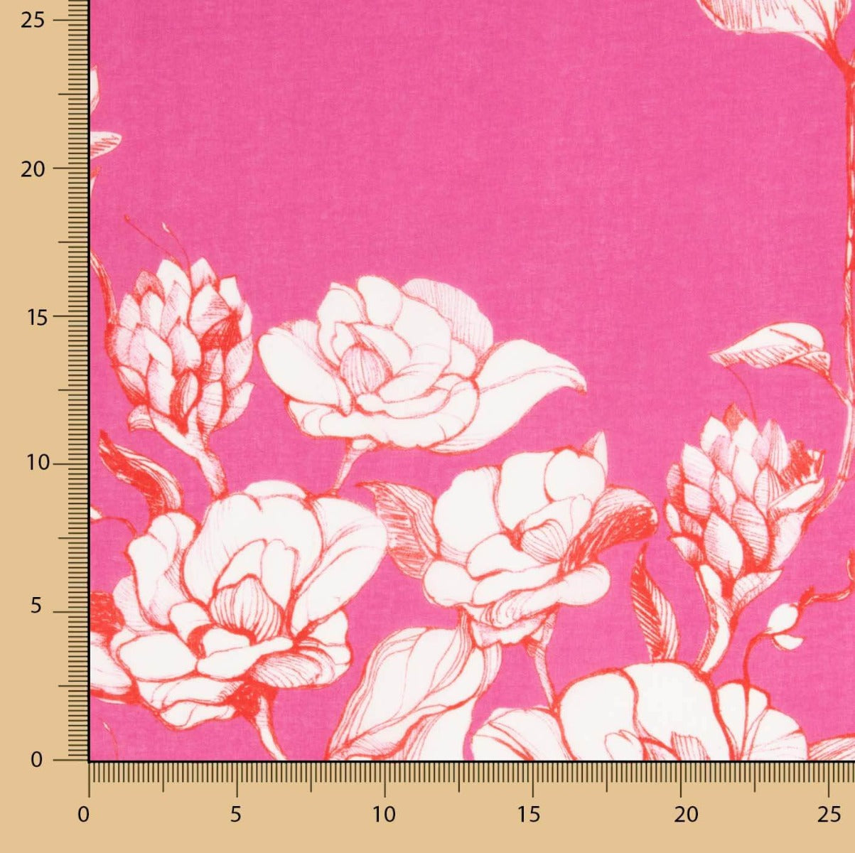 Batiste Botanische Bordüre Fuchsia - Ribes y Casals