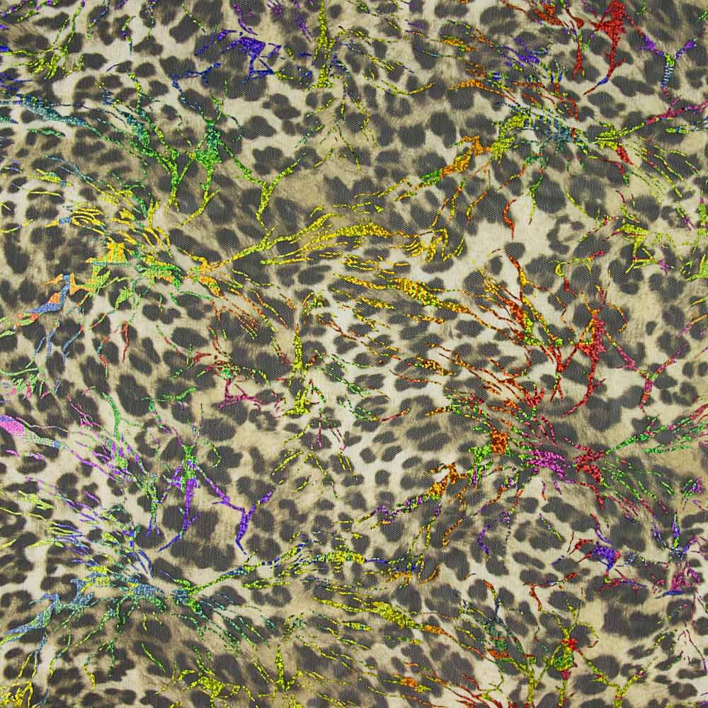 Leopard Laminat Khaki Elastisch Gitter Elastisch Leopard - Ribes y Casals