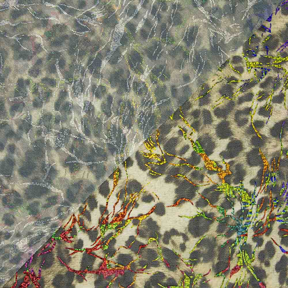 Leopard Laminat Khaki Elastisch Gitter Elastisch Leopard - Ribes y Casals