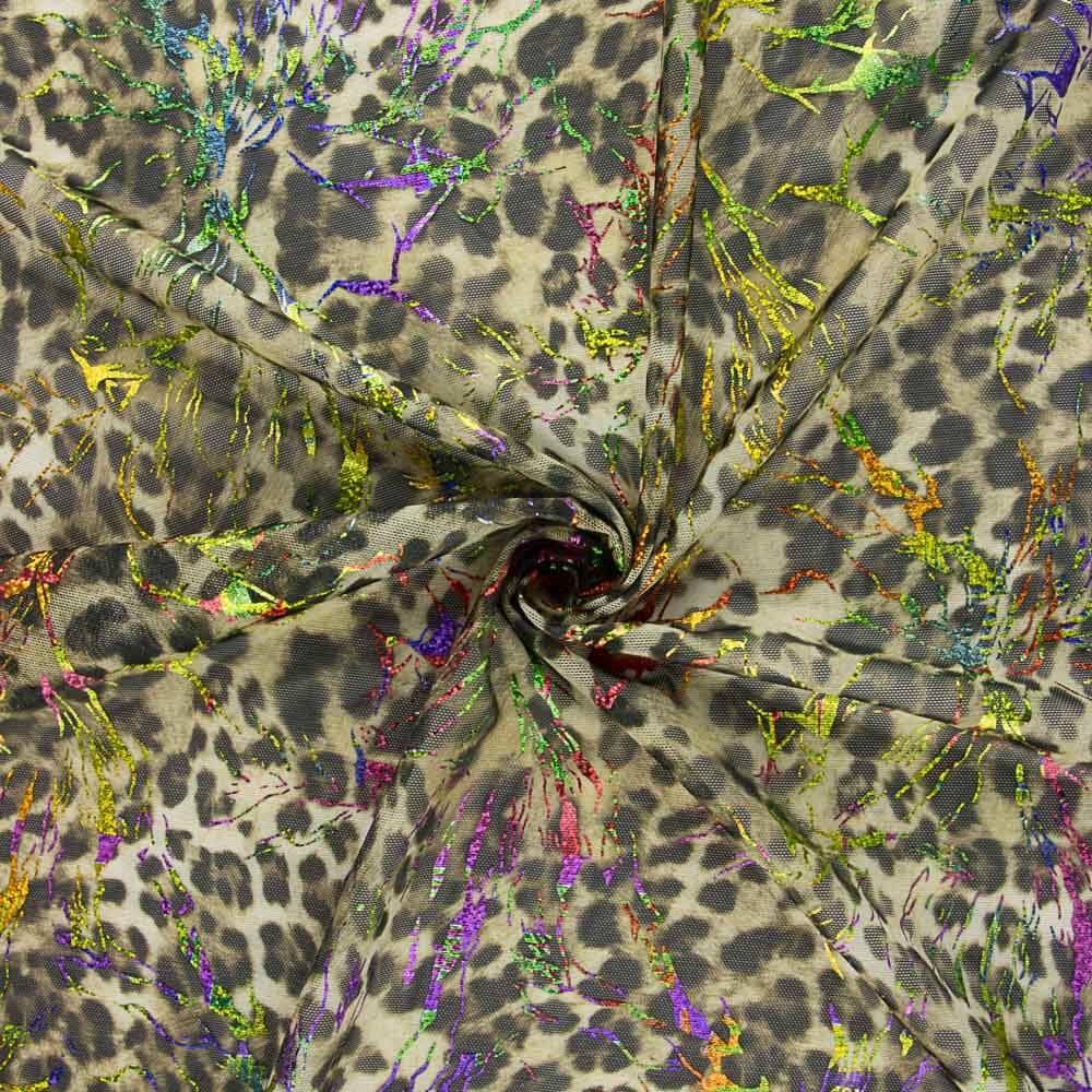 Leopard Laminat Khaki Elastisch Gitter Elastisch Leopard - Ribes y Casals