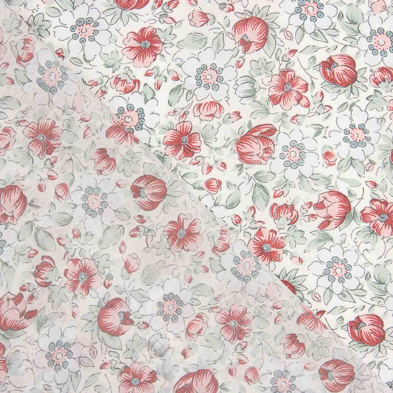Popeline Baumwolle Baumwolle Floral Coral Sketch - Ribes y Casals
