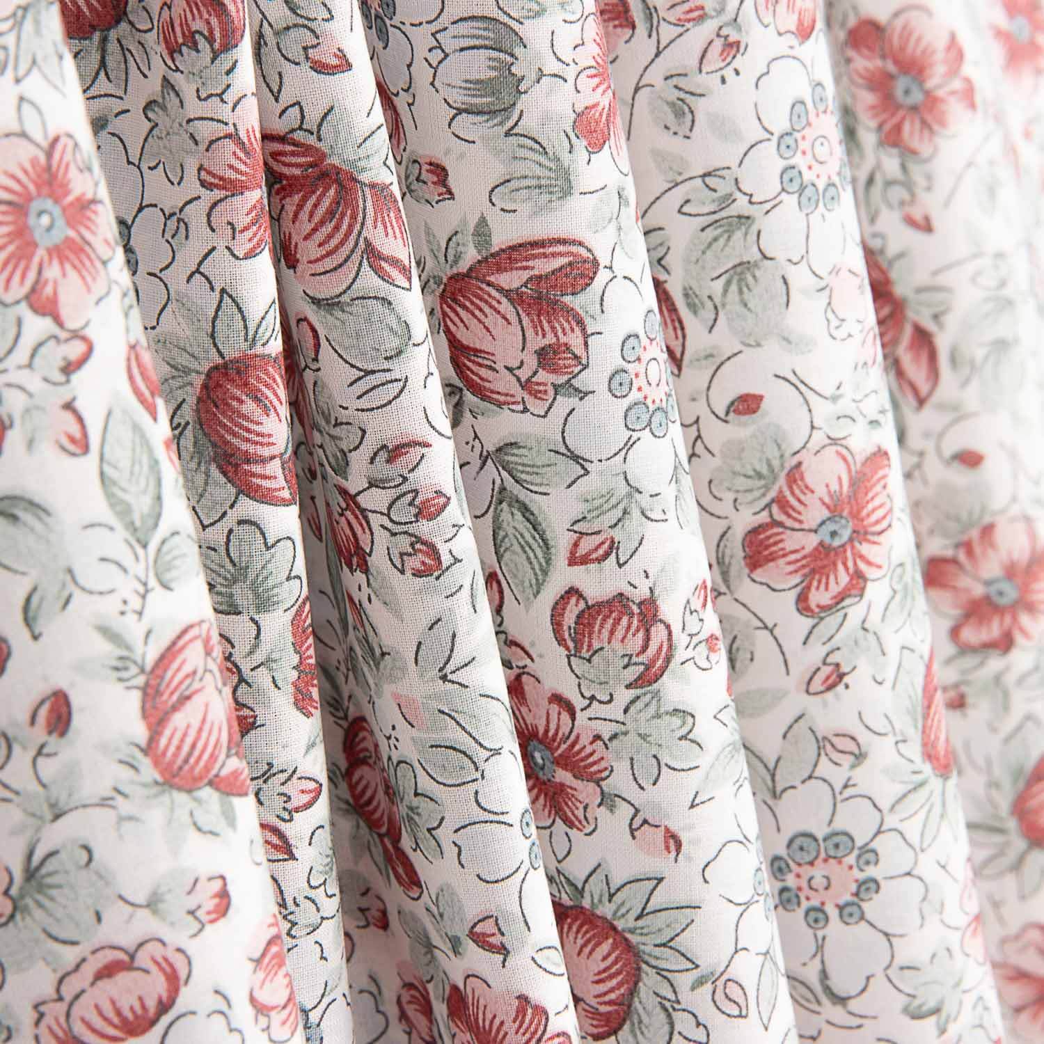Popeline Baumwolle Baumwolle Floral Coral Sketch - Ribes y Casals