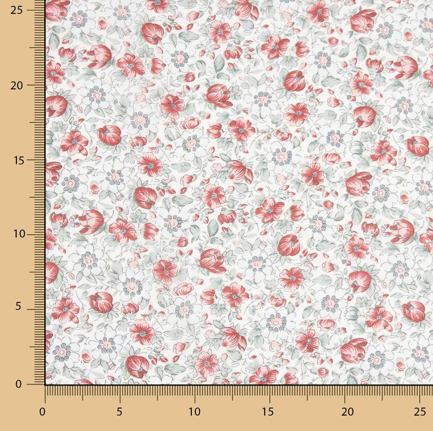 Popeline Baumwolle Baumwolle Floral Coral Sketch - Ribes y Casals