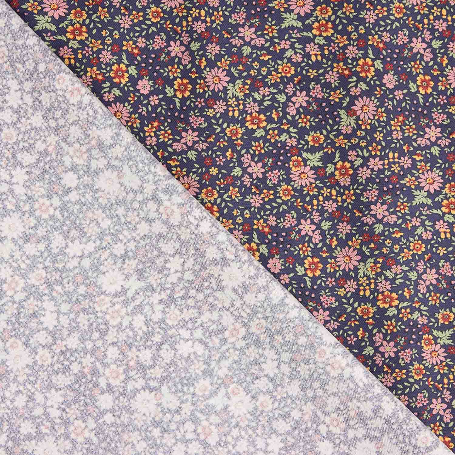 Popeline Baumwolle Floral Liberty Popeline Marine Hintergrund - Ribes y Casals