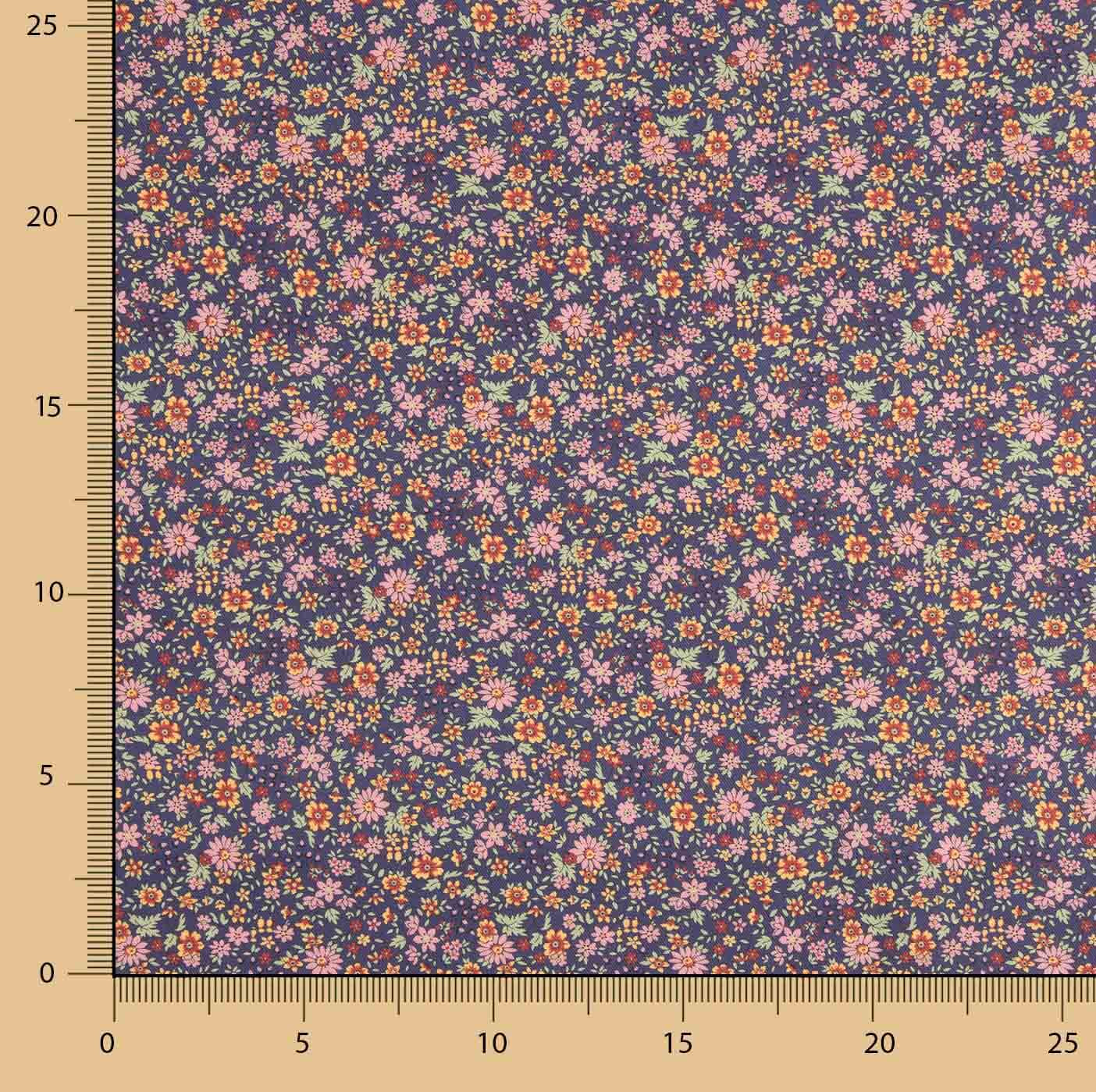 Popeline Baumwolle Floral Liberty Popeline Marine Hintergrund - Ribes y Casals
