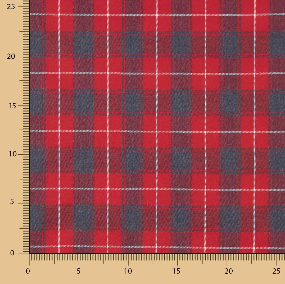 Reststück Viyela Baumwolle Scotland Rot-Grau – Verschiedene Maße x Breite 150 cm - Ribes y Casals