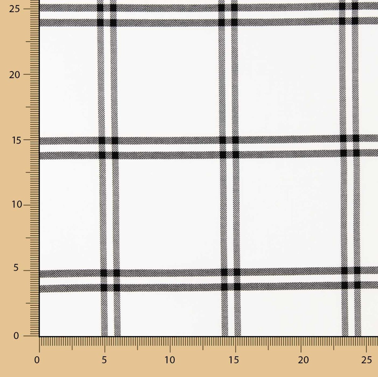 Viyela Cotton Windowpane Bild Schwarz-Weiß - Ribes y Casals