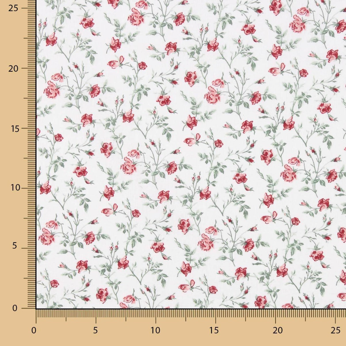Grace Flowers Bedruckte Baumwolle Rot - Ribes y Casals