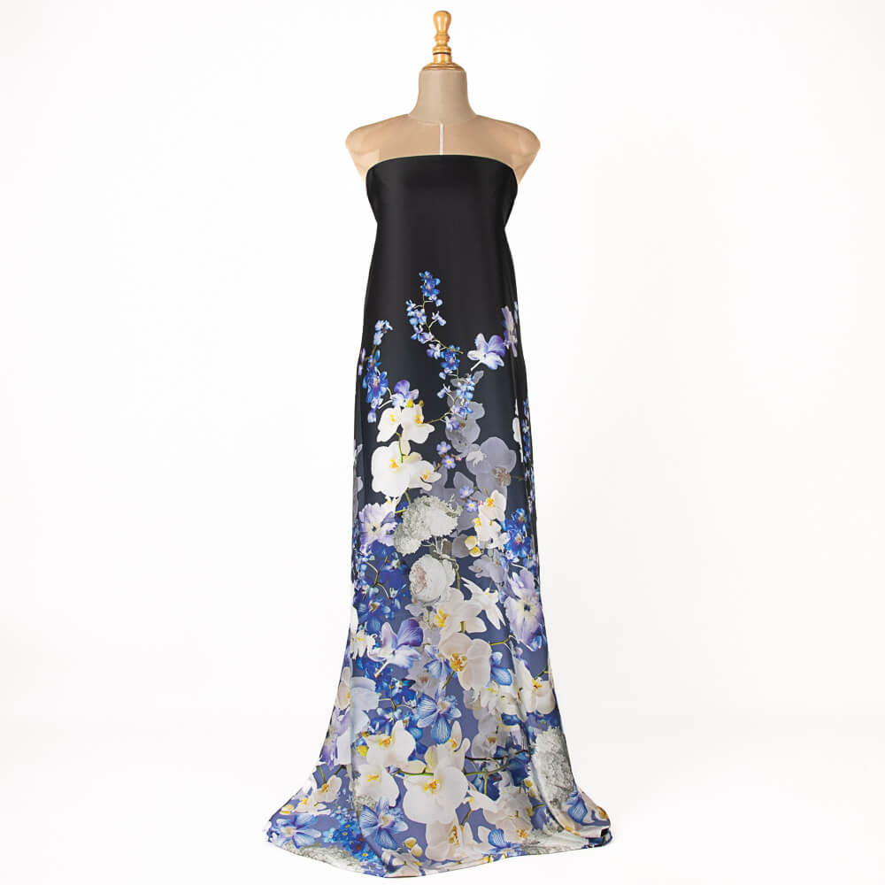 Satin Print Romantische Blume Blau - Ribes y Casals