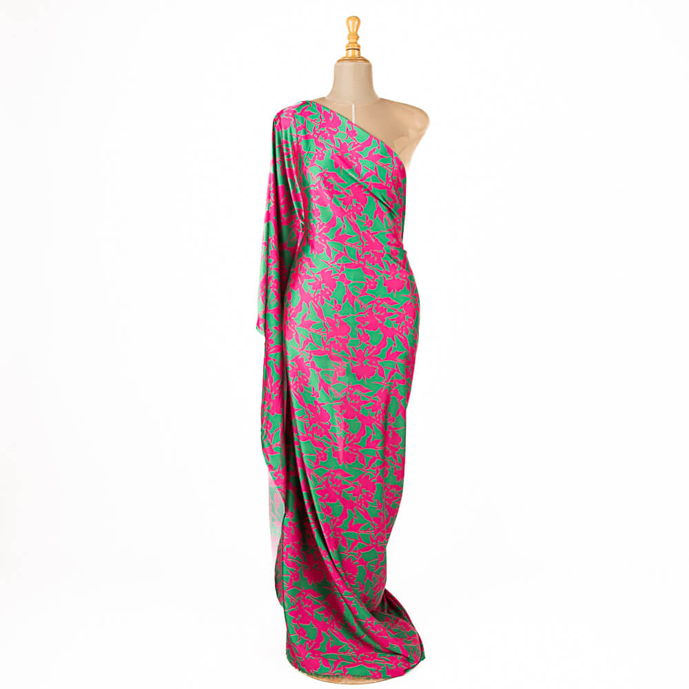 Fuchsia-Grüner Shadow Print Satin - Ribes y Casals
