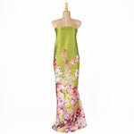 Bedruckter Satin in Rosa-Limette - Ribes y Casals